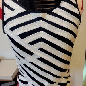 Black & White Chevron Overlay Sleeveless Top